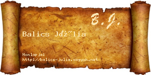 Balics Júlia névjegykártya