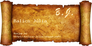 Balics Júlia névjegykártya